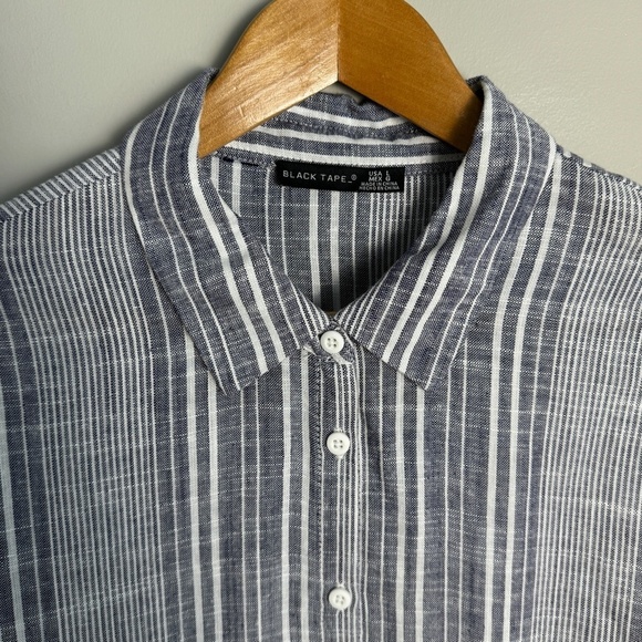 Black‎ Tape_ Women's Purplish-Gray Rayon/Linen Long Sleeve Button Up Shirt Large - Picture 4 of 15